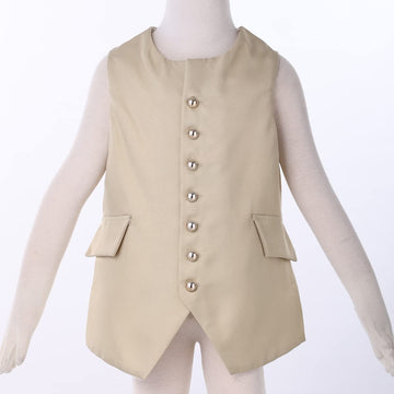 16Th Century Colonial Costume Boy'S Vest Revolutionary War Costume Waistcoat (14, Beige)