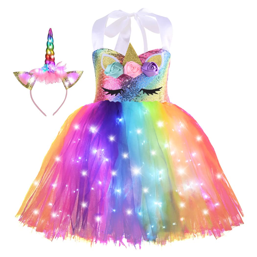 Lighted Unicorns Gifts For Girls, Toddler Halloween Costume Dress Up Birthday Party Decorations Outfit Christmas With Headhand R