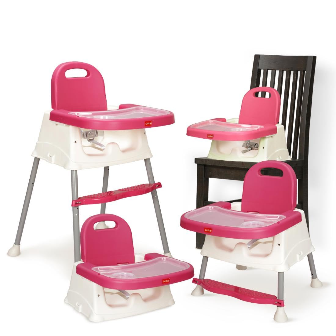 Luvlap 4 In 1 Convertible Baby High Chair With Footrest, Convertible To High Chair, Low Chair, &Booster Seat,Certified As Per Eu