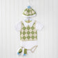 Baby Aspen Three Piece Layette Set In Golf Cart Package, Green/White, 0-6 Mos.