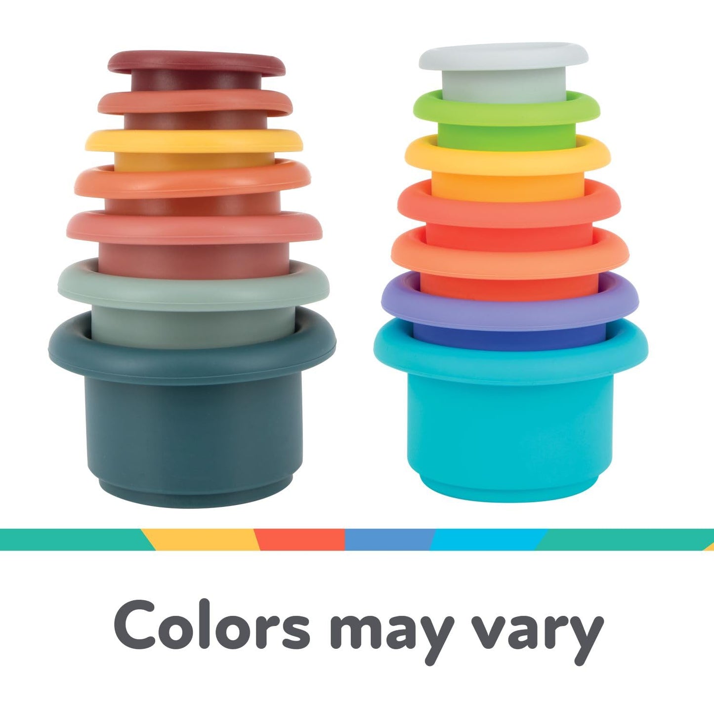 Nuby Stacking Soft Silicone Cups Interactive Toy, Promotes Coordination, Seven Piece (Colors May Vary)