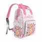 M Yescustom Customized Pink Crown Diaper Bag With Name Christmas Gift For Mom, Custom Cute Fox On Pink Roses Mommy Nursing Daypa