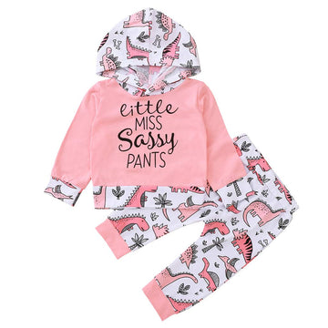 Toddler Little Girl Clothes Long Sleeve Hoodie Sweatshirt Dinosaur Print Pants 2Pcs Outfits Set 3-4T