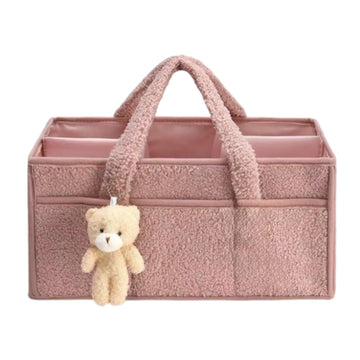 ILSMYSUTRA Plush Baby Diaper Bag Stylish Nursery Storage Bag Baby Shower Gift Organizer Pink|Diapering|Diaper Bags