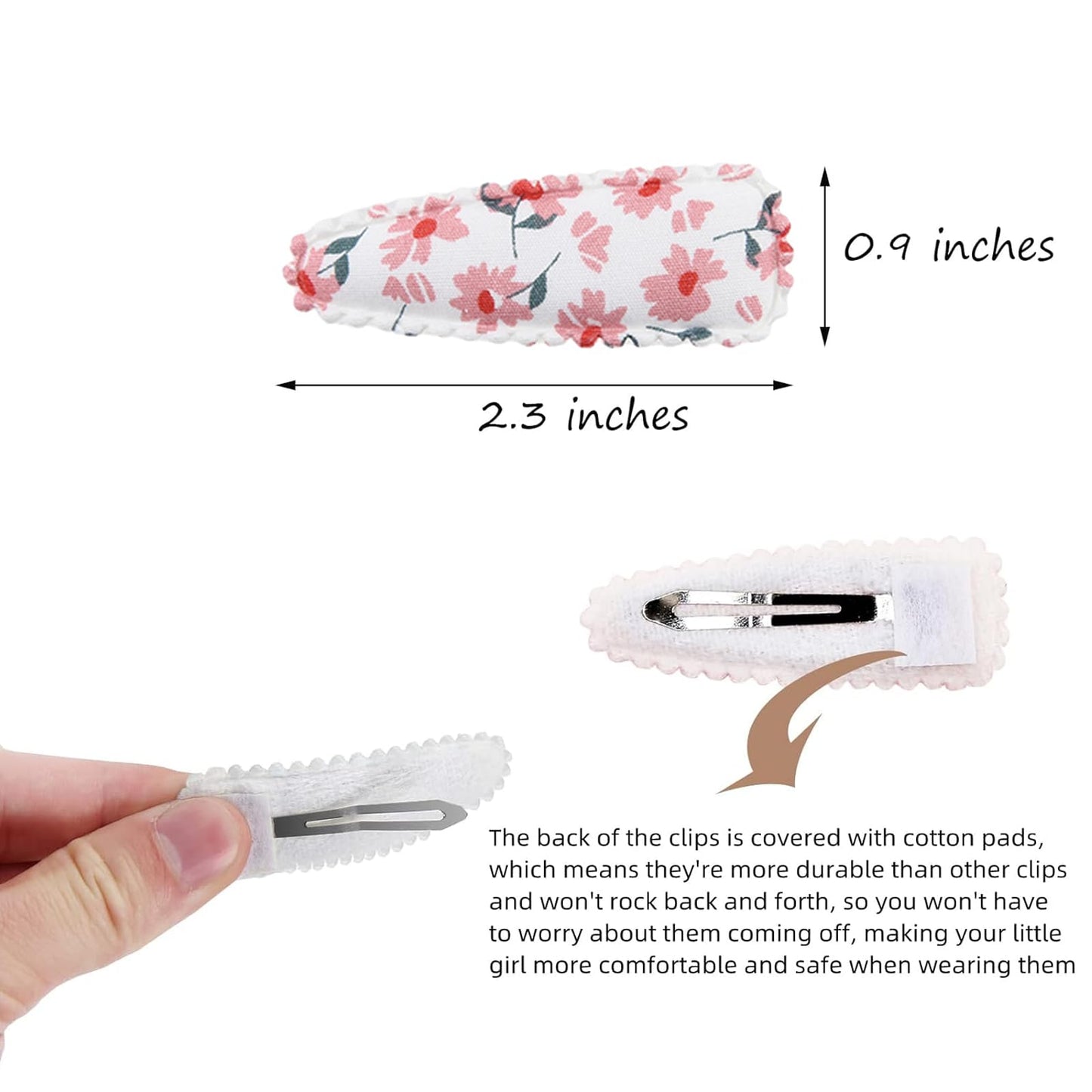 20Pcs Baby Hair Clips Flower Patterns Snap Hair Clips Wrapped By Cloth Hair Pins Baby Girls Barrettes Hair Accessories For Baby