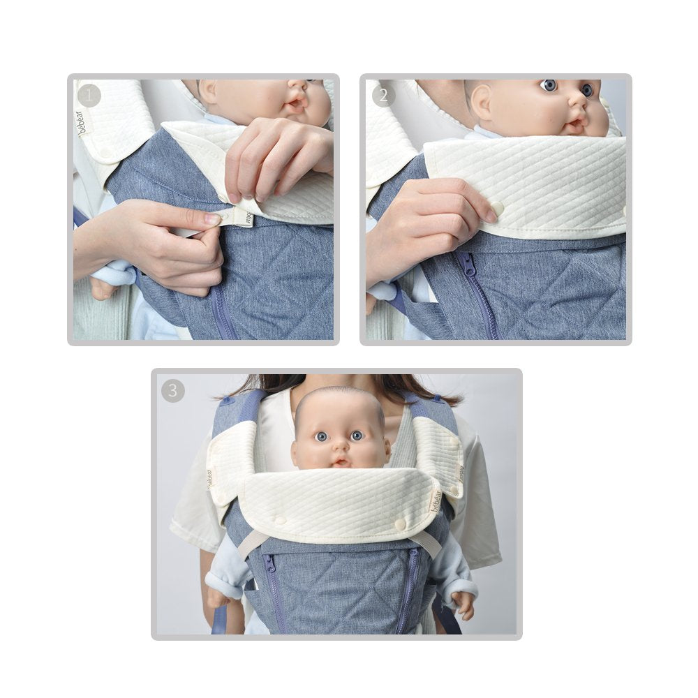 Bebamour Drool And Teething Reversible Cotton Pad For All Carry Positions Baby Carrier White Drool Bib For Boys & Girls(White)