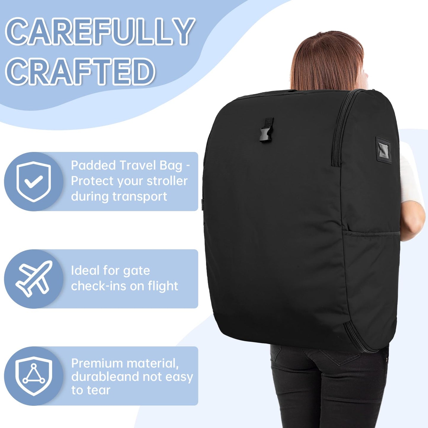 Weliday Padded Car Seat Travel Bag Compatible With Doona, Infant Car Seat Travel Bag, Foldable Car Seat Stroller Gate Check Bag