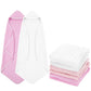 Peryiter 8 Pack Muslin Hooded Baby Bath Towels And Wash Cloth Set Soft Cotton Gauze Baby Hooded Bath Towel Wipes Absorbent Bath