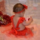 Newborn Baby Girls Valentine Romper Tutu Dress Fly Sleeve Heart Sequins Bodysuit Jumpsuit Summer Outfit 0-3Y (0-6M, Red)