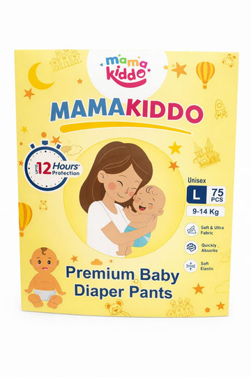 Mamakiddo Complete Skin Comfort Pants, AntiRash Blanket, Lotion With Vitamin E & Levender, Baby Diapers (L, 75, Count)