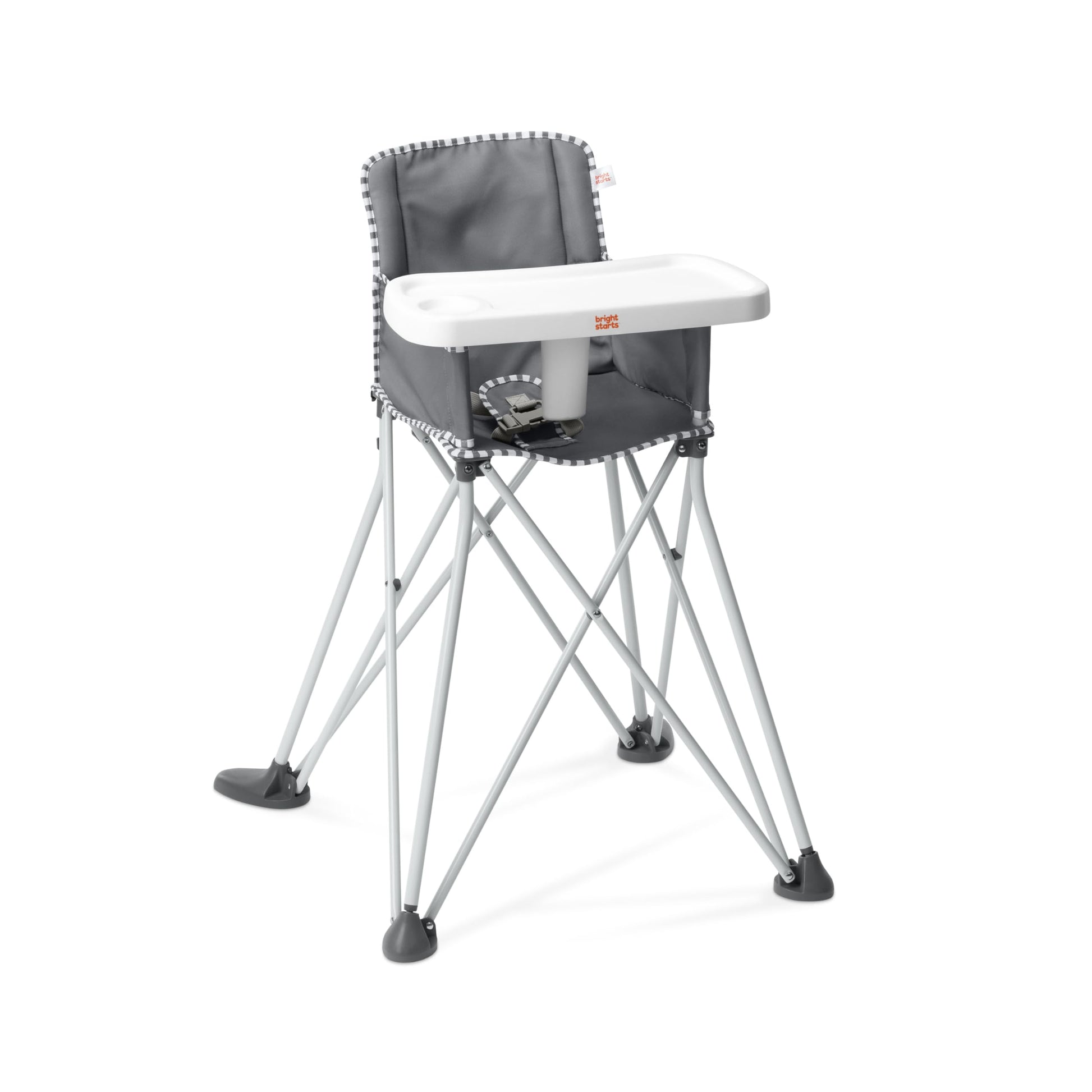 Bright Starts Pop N Dine Portable High Chair, Indoor/Outdoor, BPA Free Tray, Easy to Fold, Unisex, Grey, 6 Months +