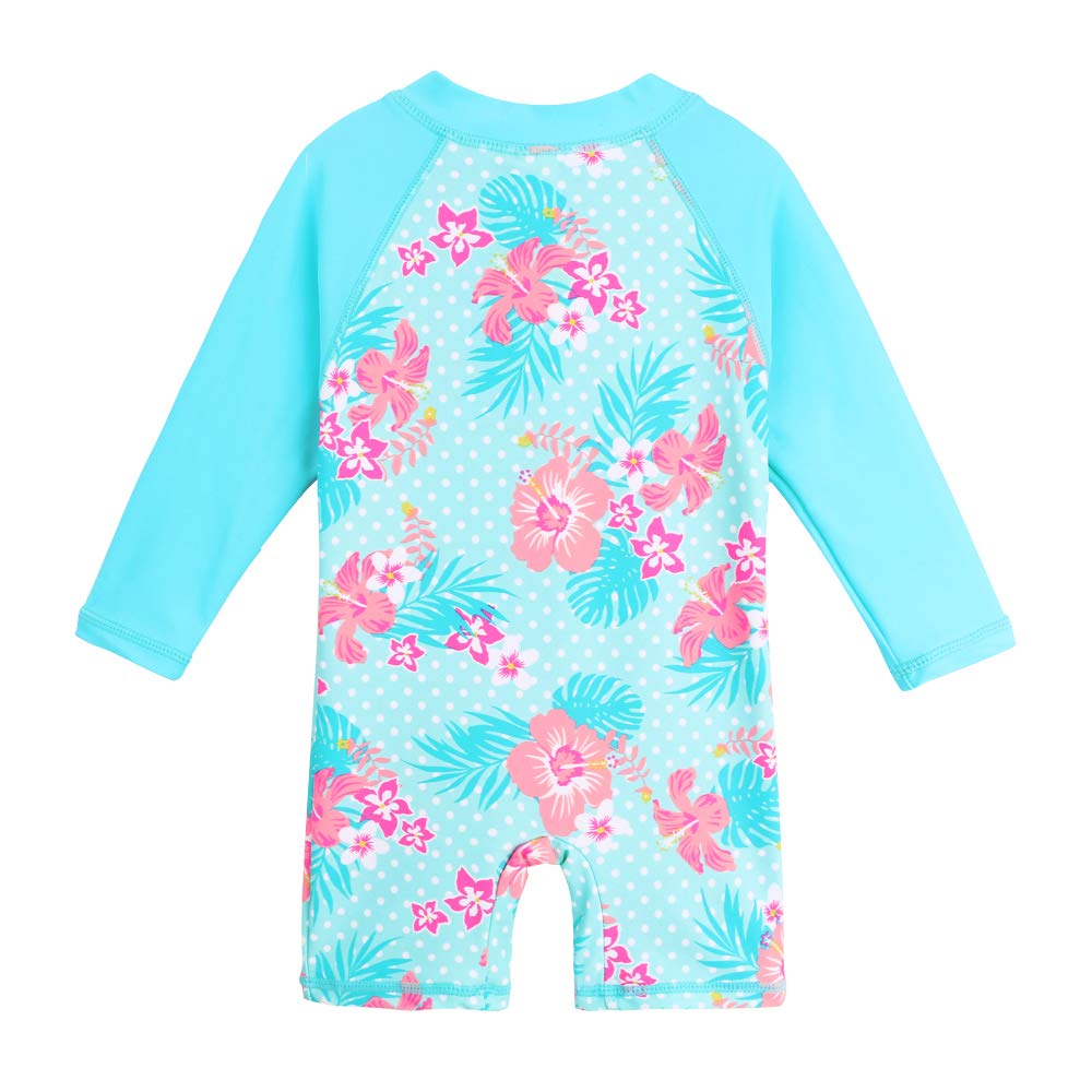 Huaaniue Baby/Toddler Girl Swimsuit Long Sleeve Rashguard Swimwear Cyan 3-4 T