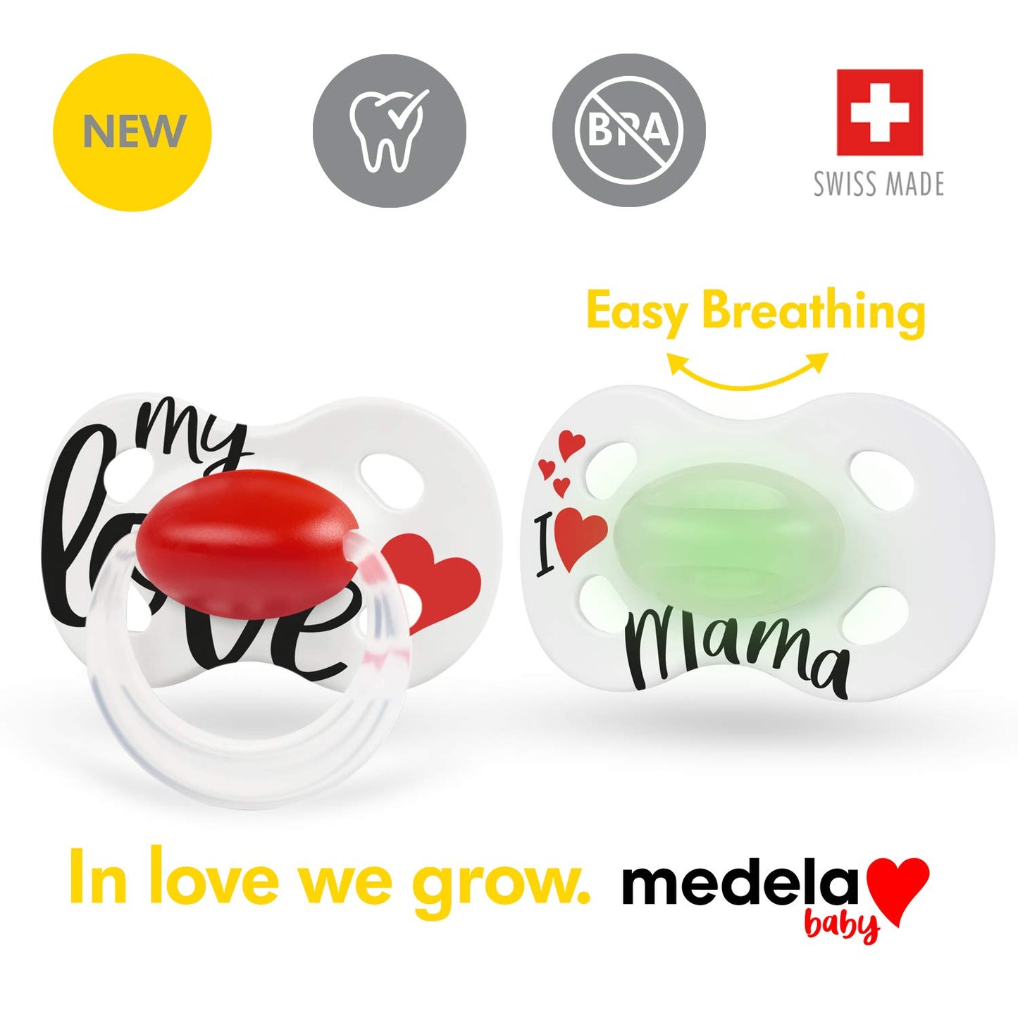 Medela Baby Pacifier | Day And Night Glow In The Dark | 0-6 Months | 2-Pack, Lightweight | Bpa-Free | Supports Natural Suckling