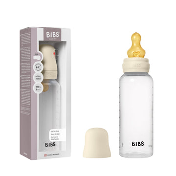 Bibs Baby Bottle 9 Oz / 270 Ml Natural Rubber Latex Nipple - Anti-Colic, Bpa-Free, Round Nipple, Medium Flow, Lightweight & Easy