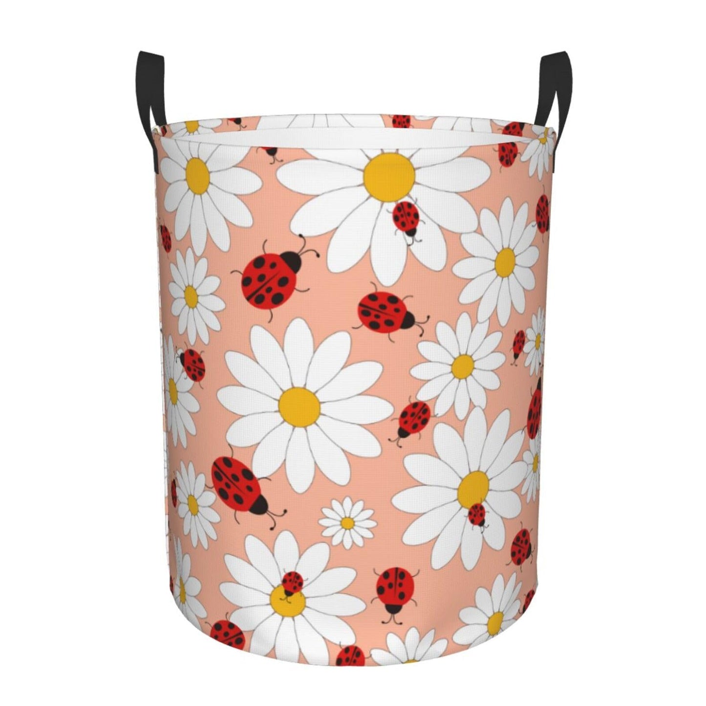 Pevtufa Daisy And Ladybug Foldable Laundry Basket Organizer,Fabric Clothes Toy Storage Basket Nursery Hamper Storage Bin For Hou