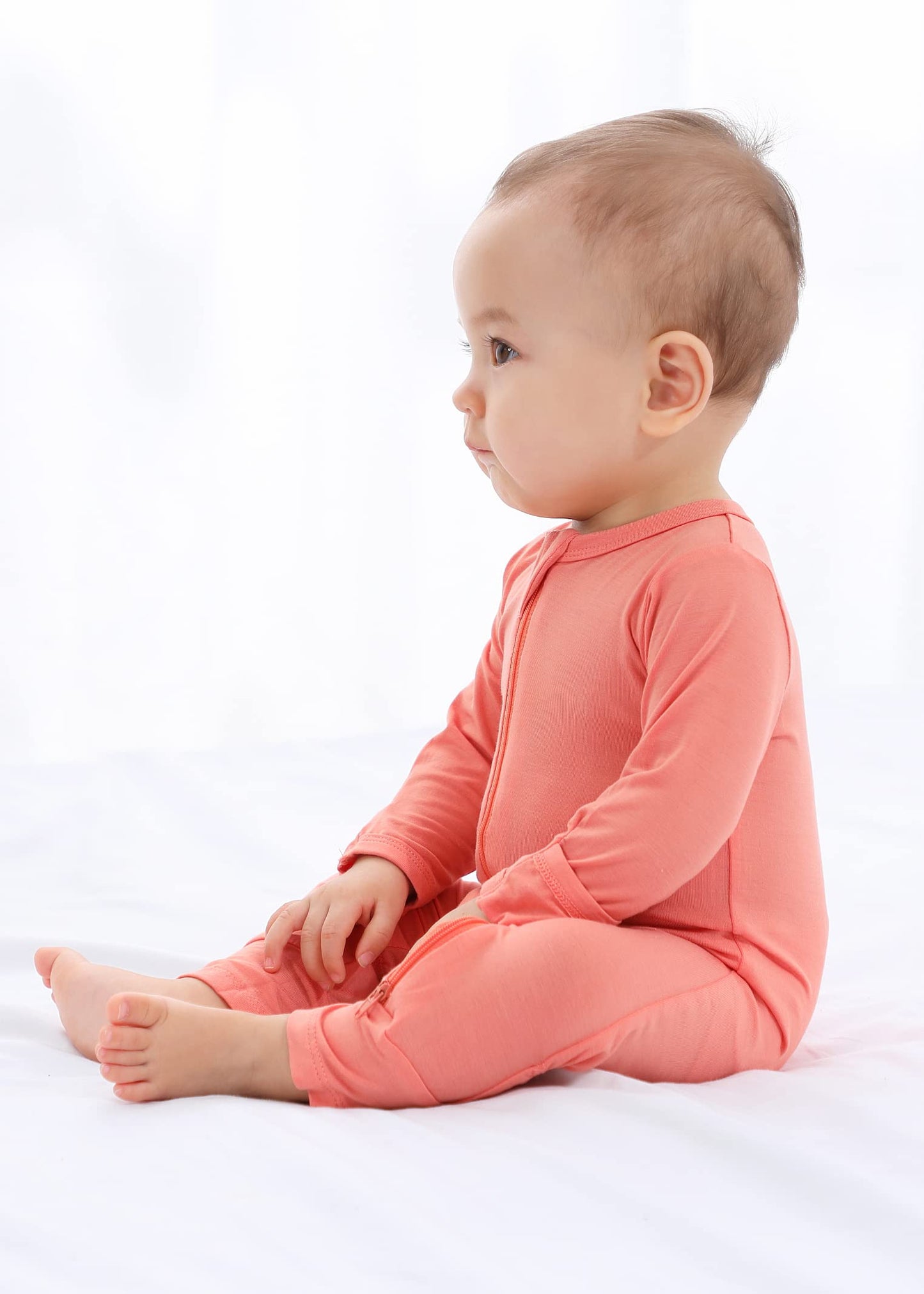 Guisby Rayon Footless Pajamas, Long Sleeve Newborn Zipper Sleepers Baby Boy Orange