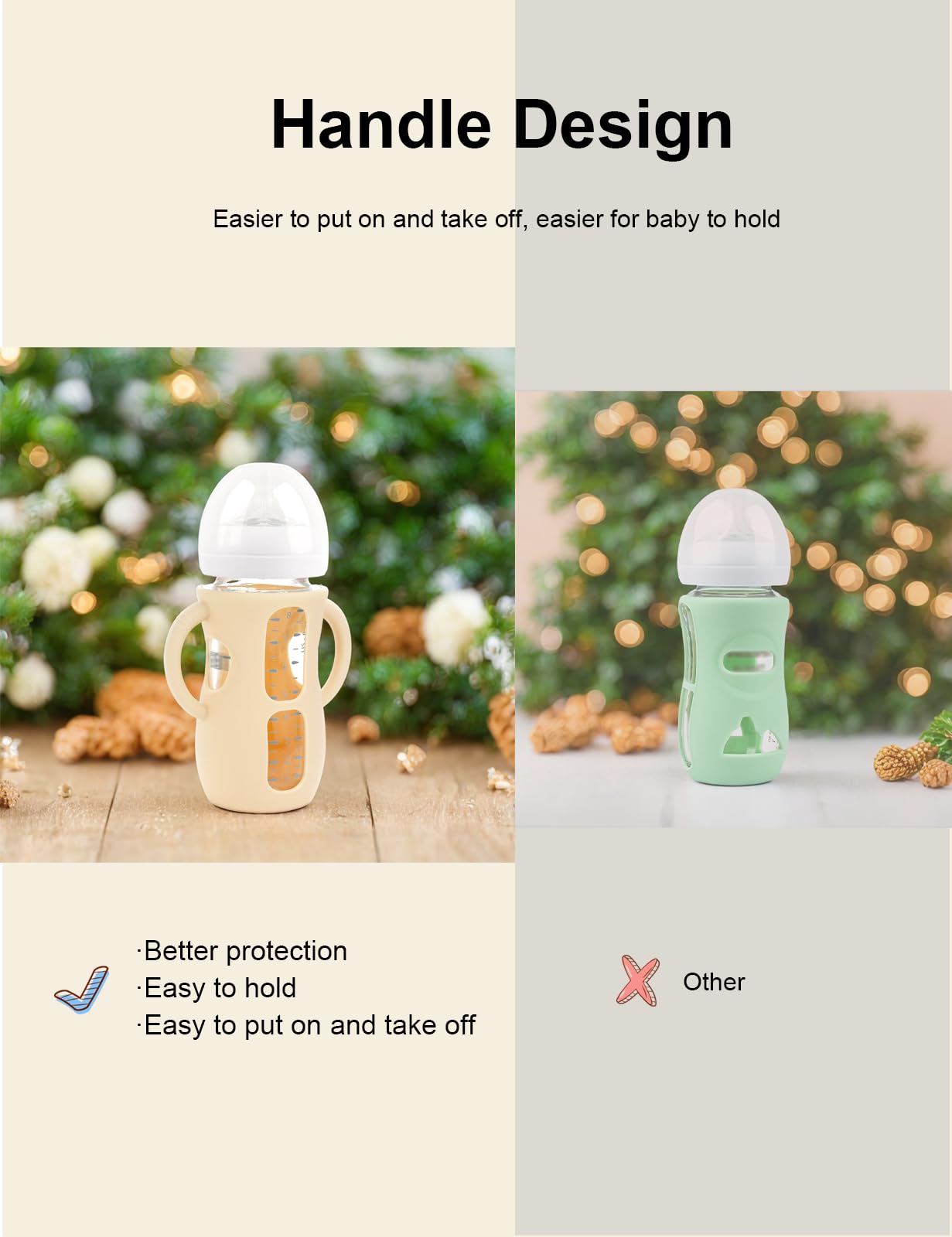 4-Pack Silicone Sleeves For Philips Avent Glass Bottles, Bpa-Free Drop-Resistant Baby Bottle Sleeves With Handles, Compatible Wi