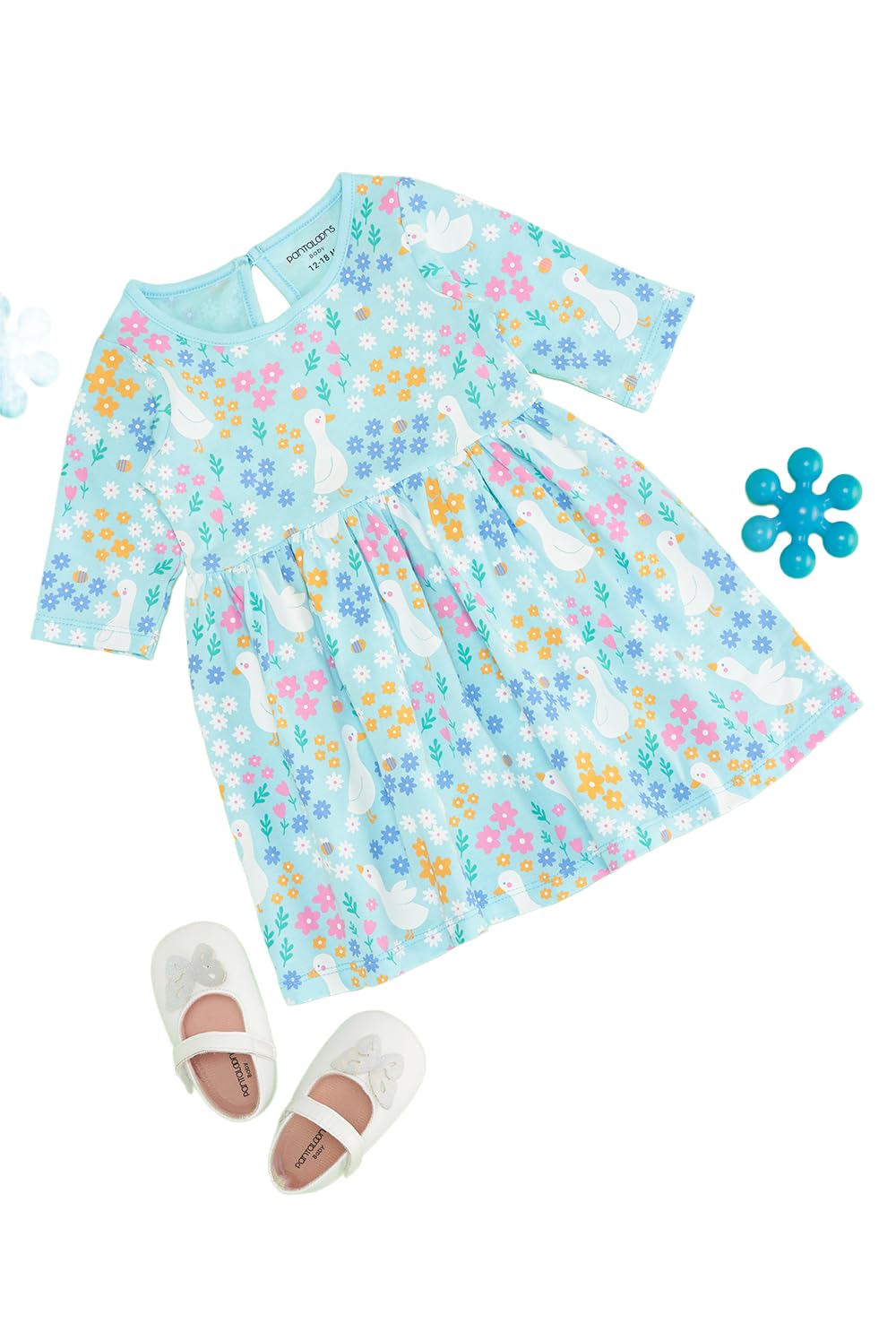 Pantaloons Baby Baby Girls Blue Dress Regular Fit,Light Blue,6 Months