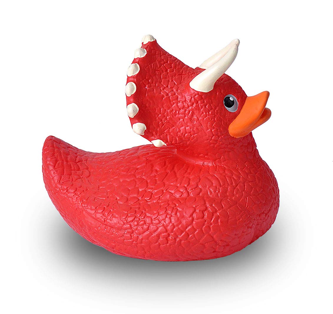 Wild Republic Rubber Ducks, Bath Toys, Kids Gifts, Pool Toys, Water Toys, Triceratops, 4