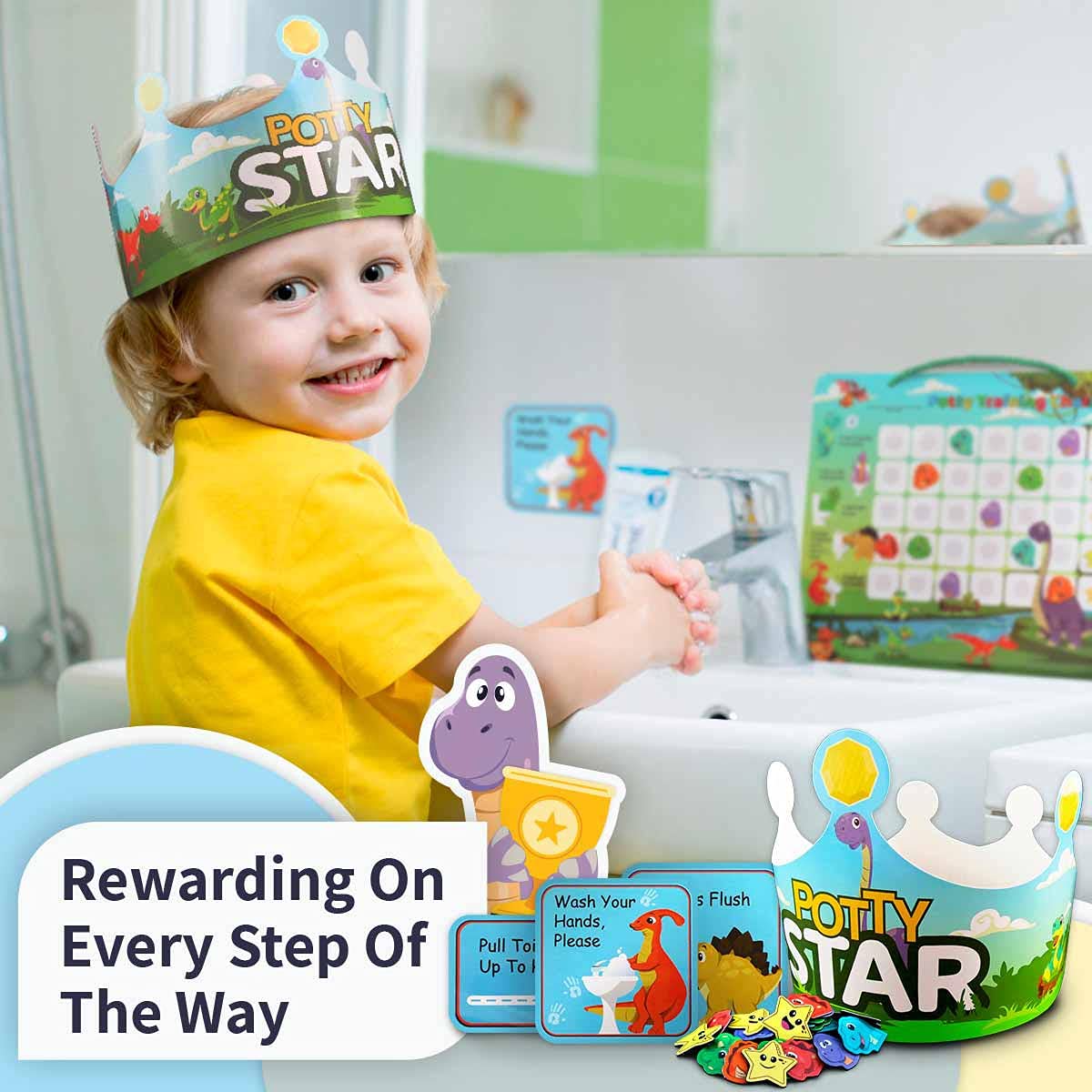 Dinosaur Potty Training Chart & 35 Magnetic Stickers - Potty Chart, Potty Training Sticker Chart, Potty Training Chart For Toddl