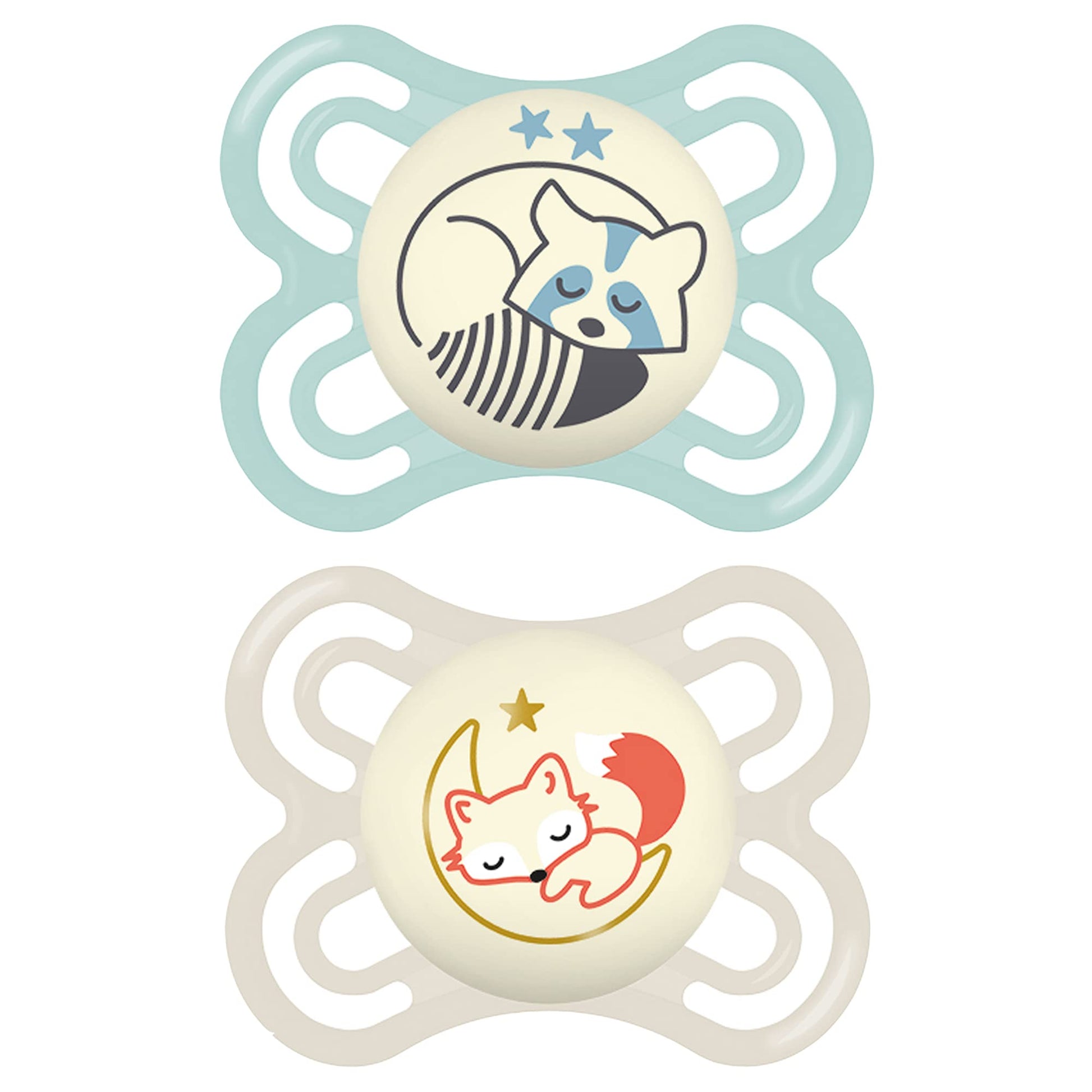 Mam Perfect Night Baby Pacifier, Patented Nipple, Glows In The Dark, 0-6 Months, Boy, 2 Count (Pack Of 1)