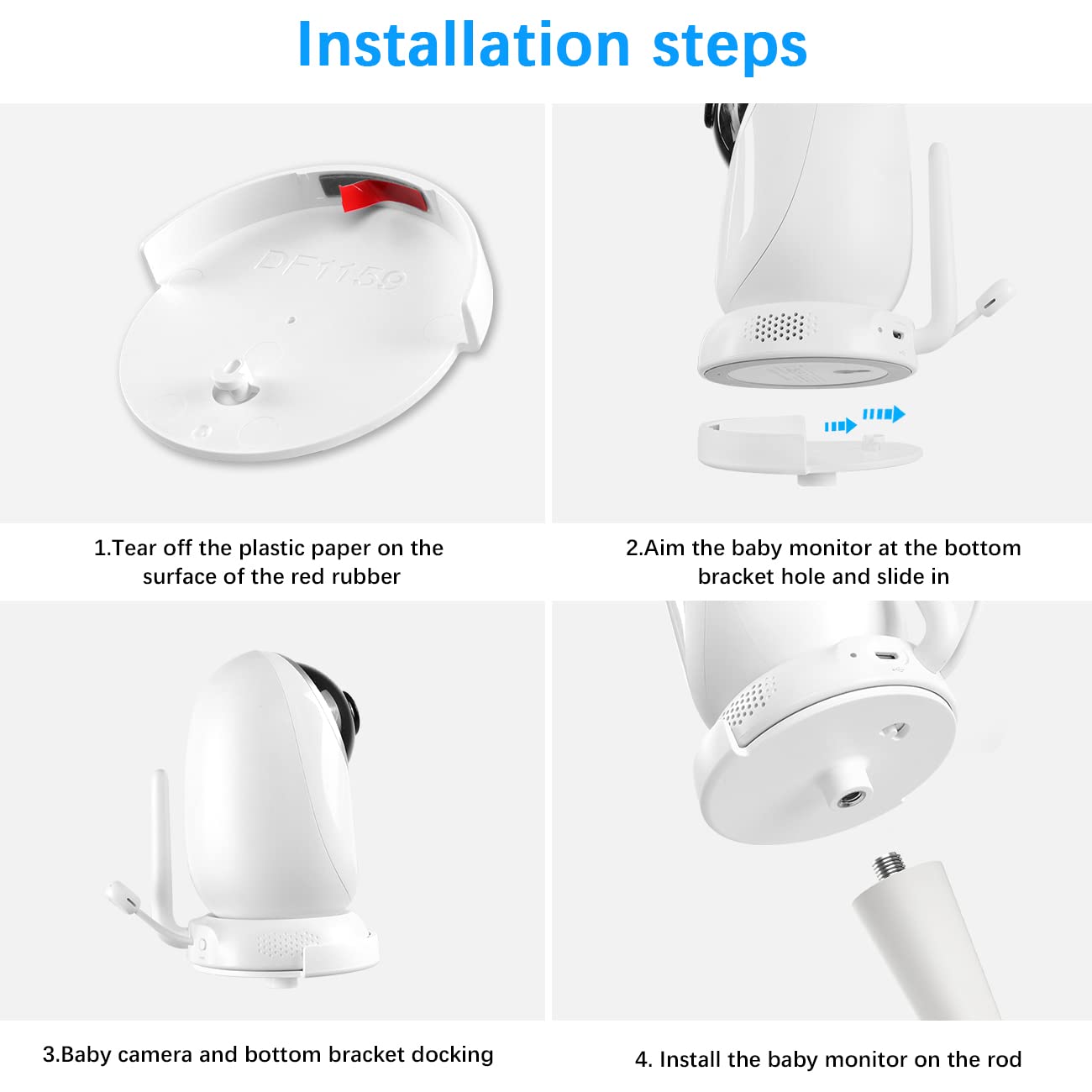 Aobelieve Flexible Twist Mount For Dreo Baby Monitor, White