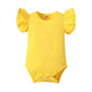 Lysmuch Baby Girls Ruffle Short Sleeve Bodysuit Infant Solid Onesie Casual Plain Blouse Top Romper (Yellow, 3-6 Months)
