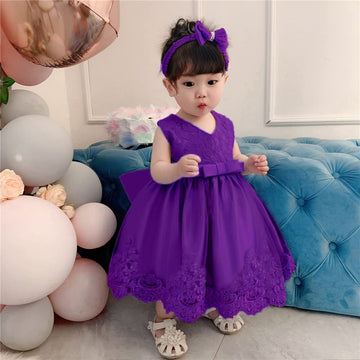 Nssmwttc Princess Girls Ball Gown Dress Child Birthday Party Christmas New Year Dresses Toddler Christmas (Dark Purple,90)