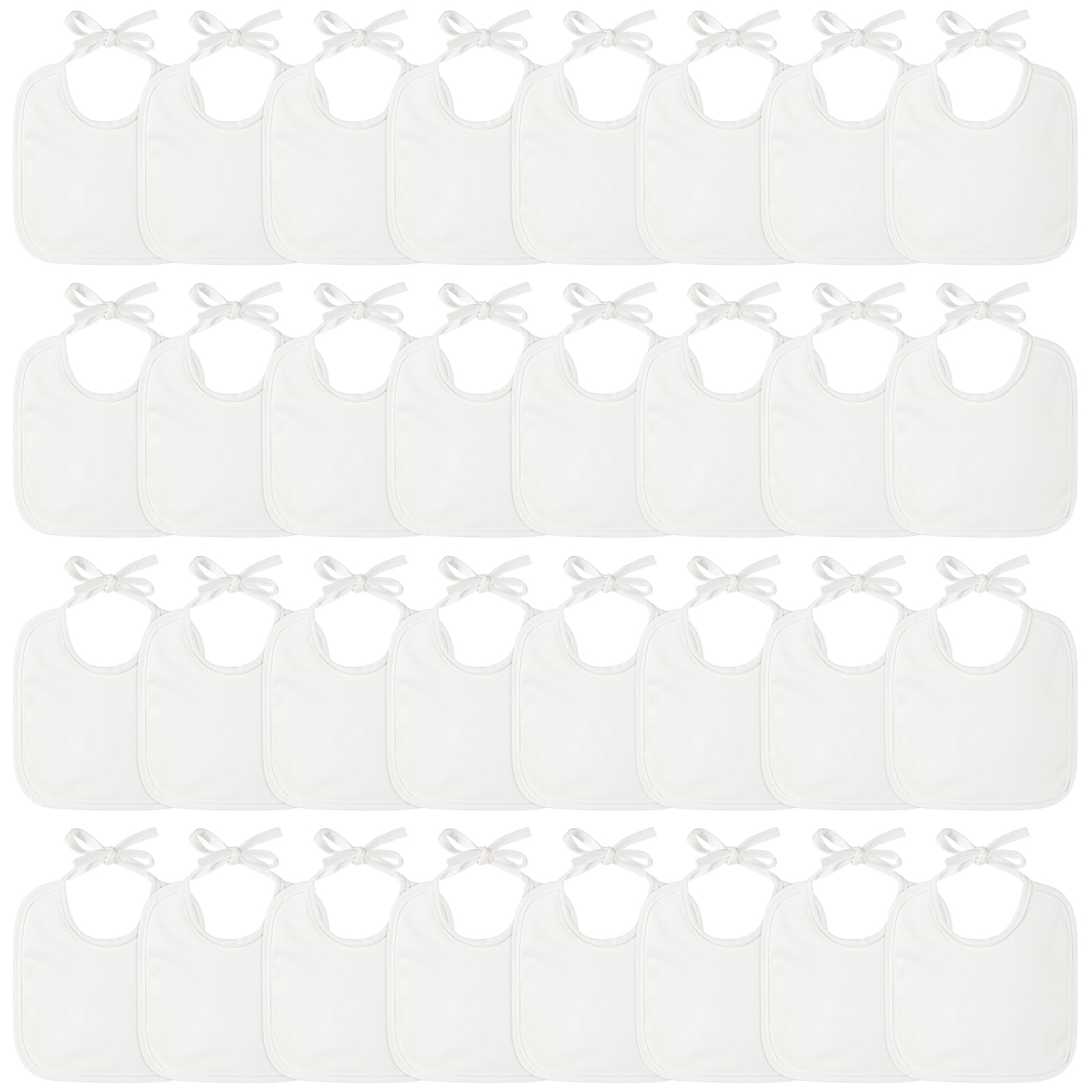 Panitay 40 Pcs Solid White Feeder Bibs Cotton Baby Bibs for Feeding DIY Baby Shower Games Gender Reveal Party