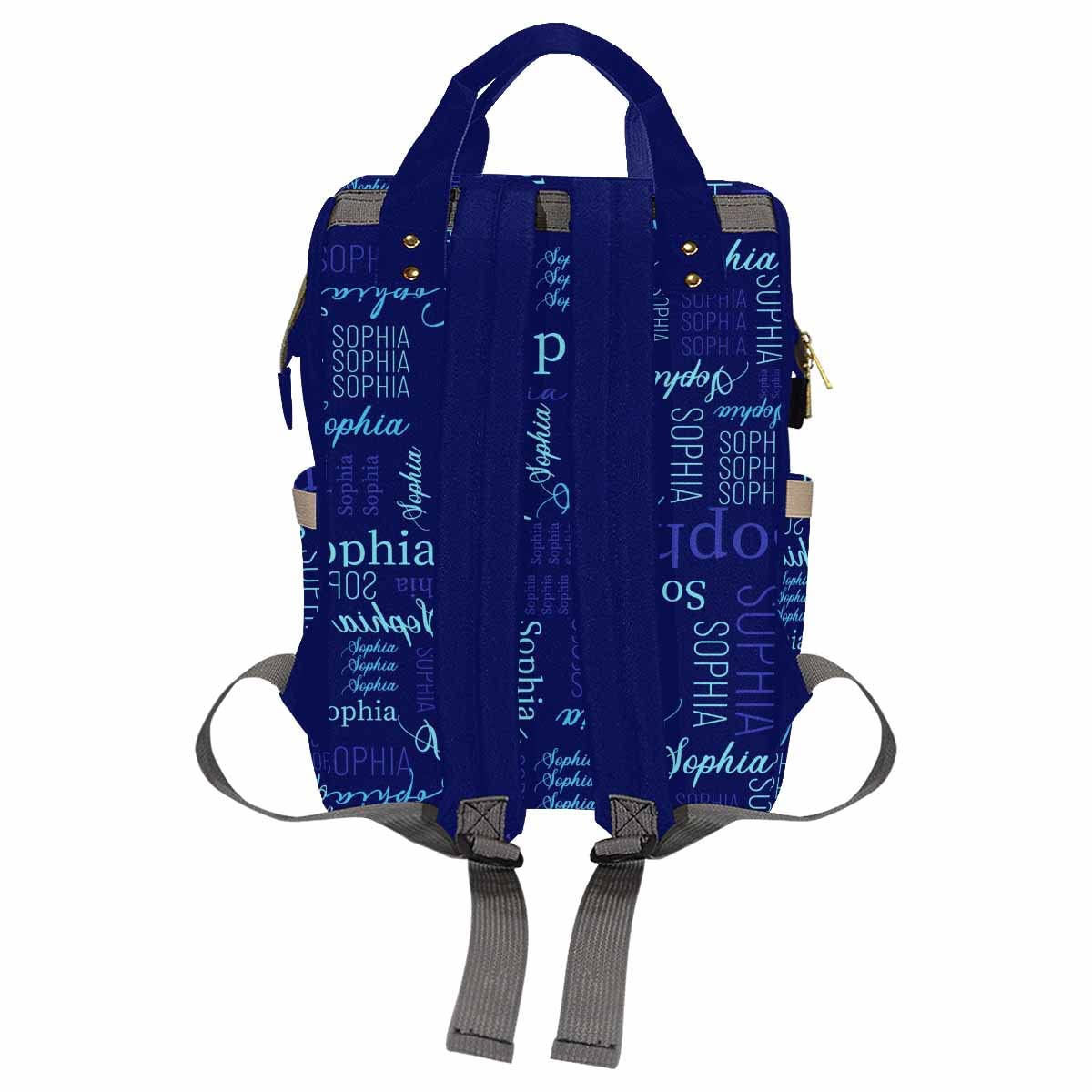 Artsadd Custom Monogram Diaper Bag With Thermal Pockets, Dark Blue Travel Backpack Customized Baby Bags With Name Personalized G