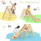 Olakids Climbing Toys For Toddlers, 3 In 1 Kids Wooden Montessori Triangle Set Climber Toy With Ramp Ladder Slide For Gym Playgr