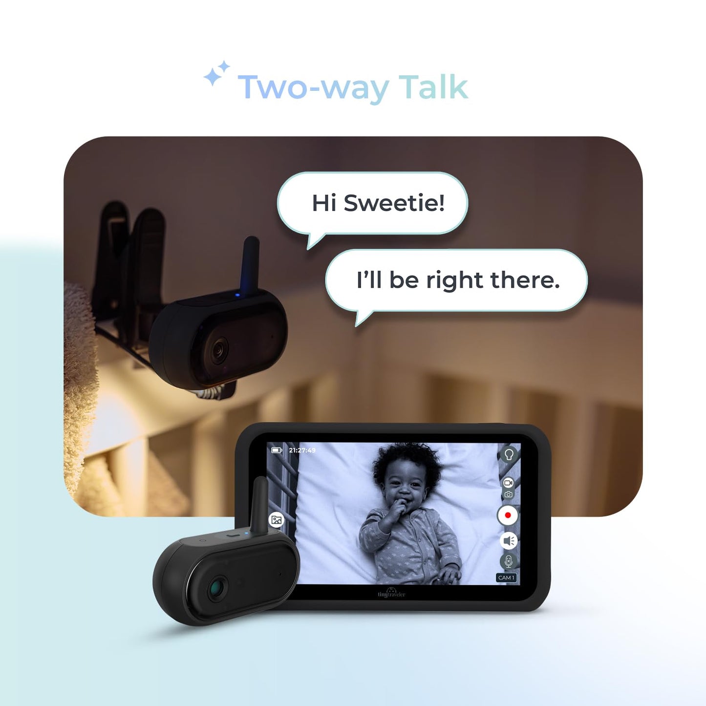 Tiny Traveler Ai Smart Wireless Baby Car Monitor With Travel Kit - Ai-Powered Safety Alerts: Cry/Laugh/Stand Detection, Virtual