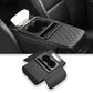 Car Center Console Armrest Pad with 5in1 Storage  Quilted Black Interior Organizer with Cup Holders, Tissue Box, and Phone Sl