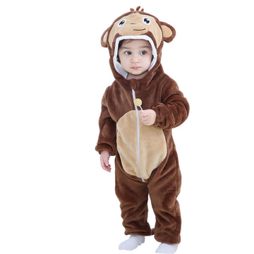 Fhsfdzsw Unisex Monkey Baby Costume,Baby Flannel Animal Halloween Onesie Pajamas Home Clothing