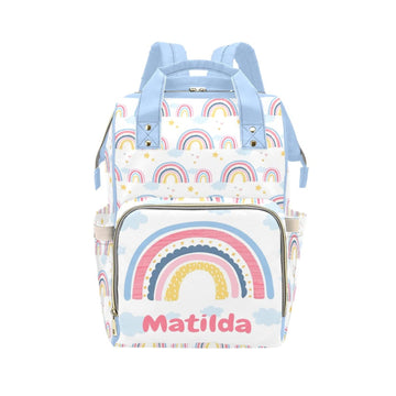 Personalized Rainbow Diaper Bag for Women, Custom Name Nursing Mommy Daypack, Diaper Bag for Baby Girl Boy, New Mom Gifts