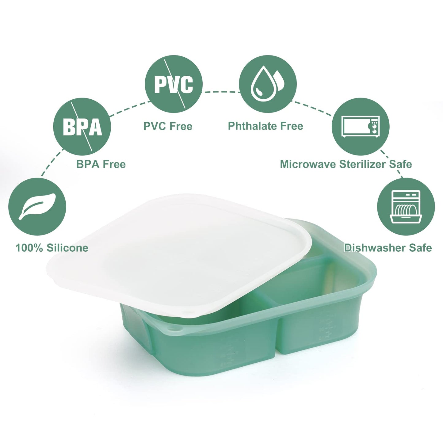 Haakaa Silicone Baby Food Freezer Tray With Lid By Haakaa - Perfect Storage Container For Homemade Baby Food, Vegetable & Fruit