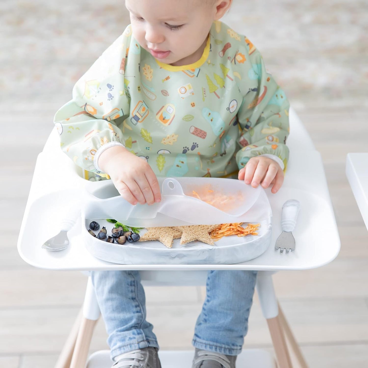 Bumkins Toddler And Baby Suction Plate, Divided Grip Dish Cover For Babies And Kids, Baby Led Weaning, Feeding Supplies, Store A