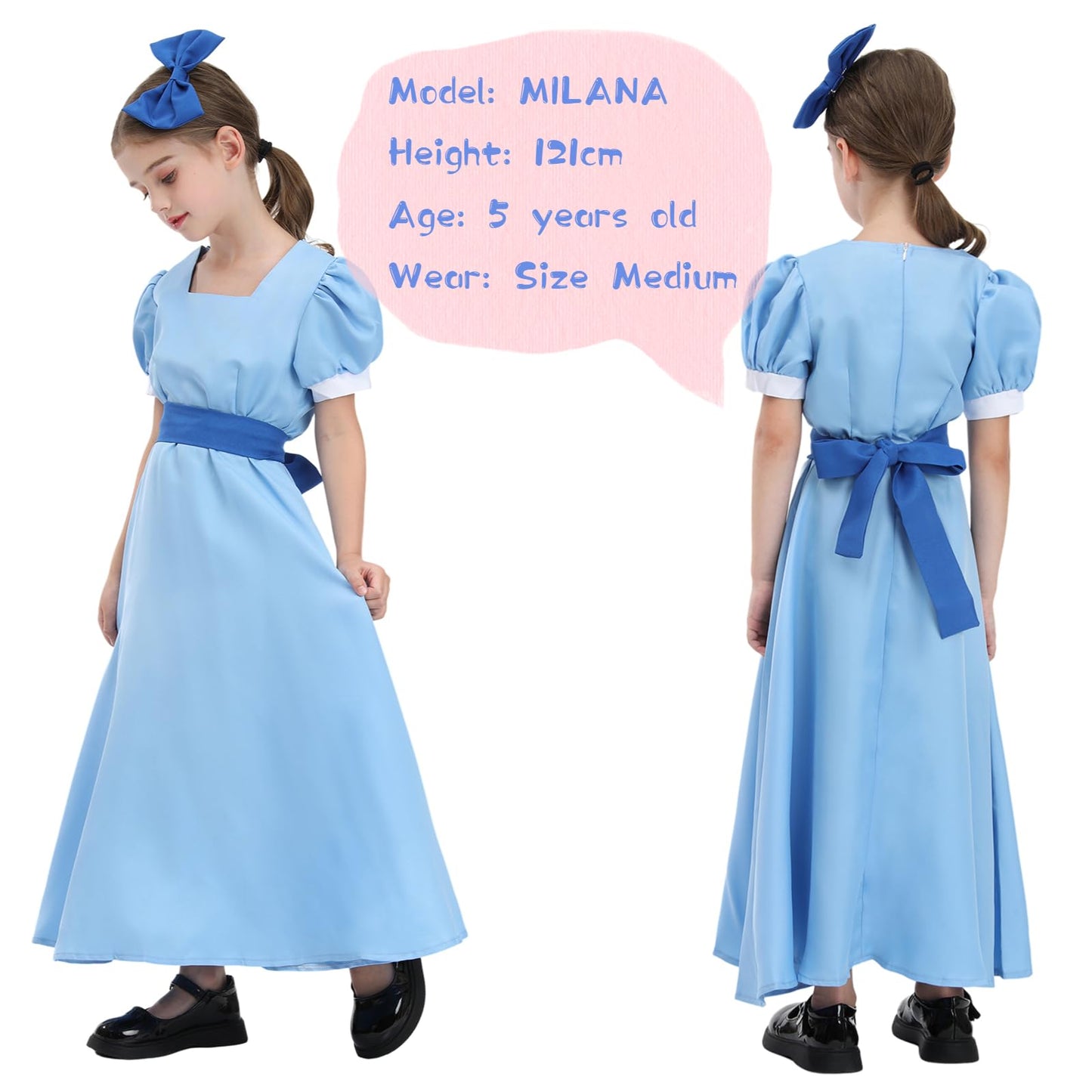 Nspstt Wendy Costume Girls Wendy Darling Costume Girl Halloween Princess Dress, 140