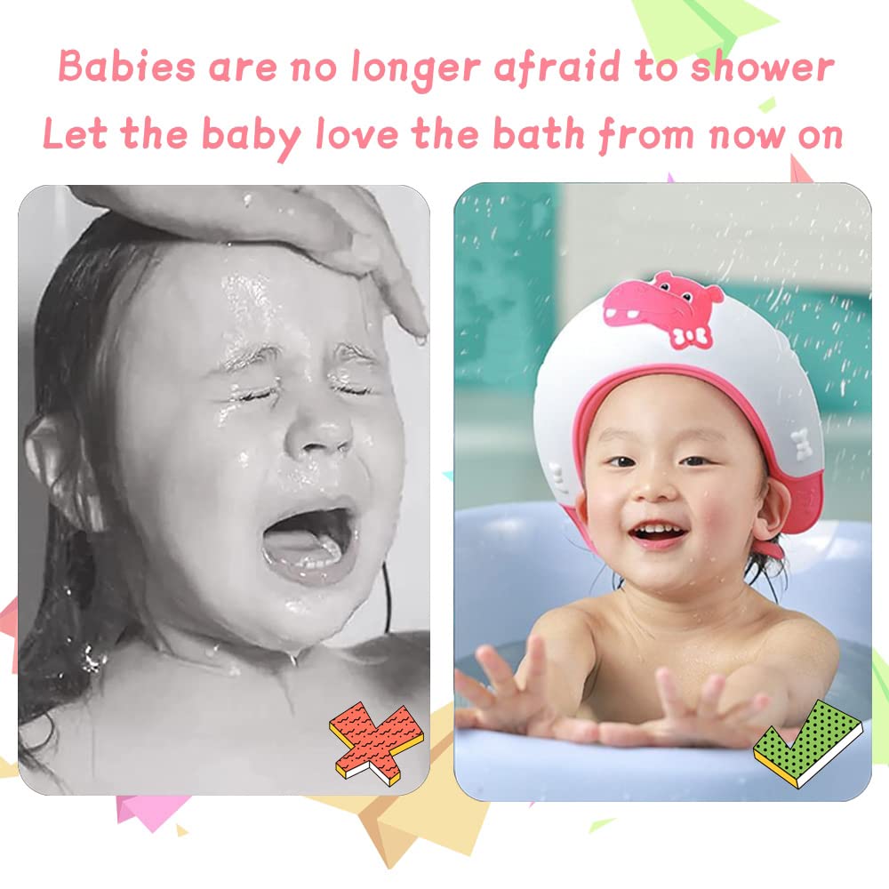 Baby Shower Cap Shield, Shower Cap For Kids, Visor Hat For Eye And Ear Protection For 0-9 Years Old Children,Cute Dinosaur/Croco