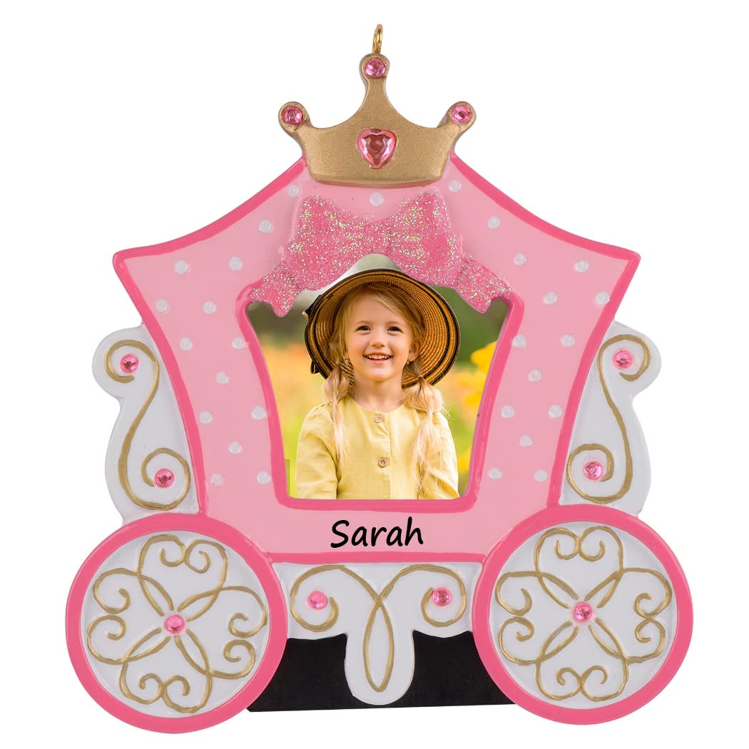 Personalized Baby Photo Frame Christmas Tree Ornament - Baby Girl Princess Carriage Ornament - Pink Baby Ornament - Unique Keeps