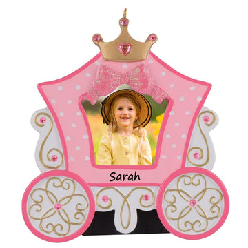 Personalized Baby Photo Frame Christmas Tree Ornament - Baby Girl Princess Carriage Ornament - Pink Baby Ornament - Unique Keeps