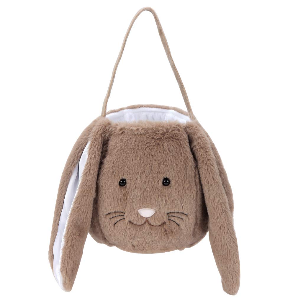 Plush Easter Bunny Basket For Kids Boys Girls Easter Buckets With Long Plush Ear Personalized Egg Hunting Bags,Bunny Kids Easter