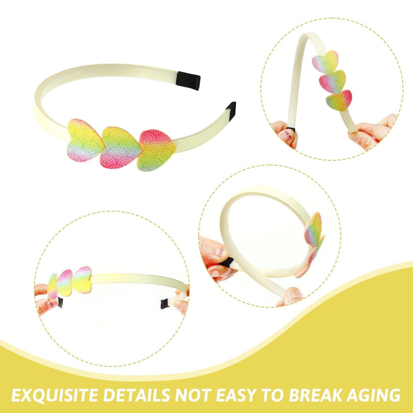 Fishdown Glitter Heart Headbands For Girls ,10Pcs Rainbow Star Hairband For Girls Kids Toddler,Rainbow Glitter Headband With Tee