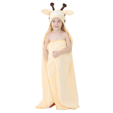 Michley Cartoon Hooded Baby Towel Unisex, Premium Soft Swimming Bathrobe Large Washcloths 31.5 ' X 53 ' For 0-9T (Giraffe)
