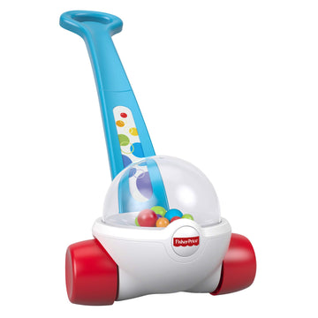 Fisher-Price Corn Popper Baby Toy, Toddler Push Toy with Ball-Popping Action for 1 Year Old and Up, 2-Piece Assembly, Blue