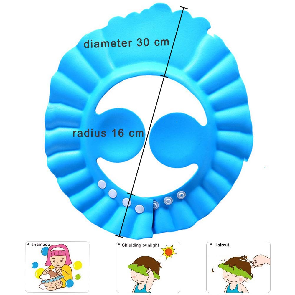 Febsnow Baby Shower Cap Bathing Cap - 3 Pcs Soft Adjustable Visor Hat Safe Shampoo Shower Bathing Protection Bath Cap For Toddle