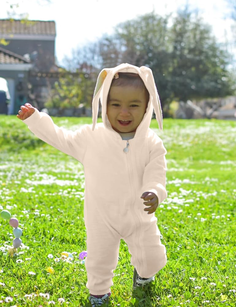 Agqt Newborn Baby Boys Bunny Costume Easter Halloween One Piece Romper Bunny Ear Costumes Bodysuits Long Sleeve 3D Rabbit Ear Ho