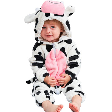 Michley Unisex Baby Boy Girl Hooded Romper Winter Animal Halloween Jumpsuit Outfits, Cow, 3-4.5T, Size 130