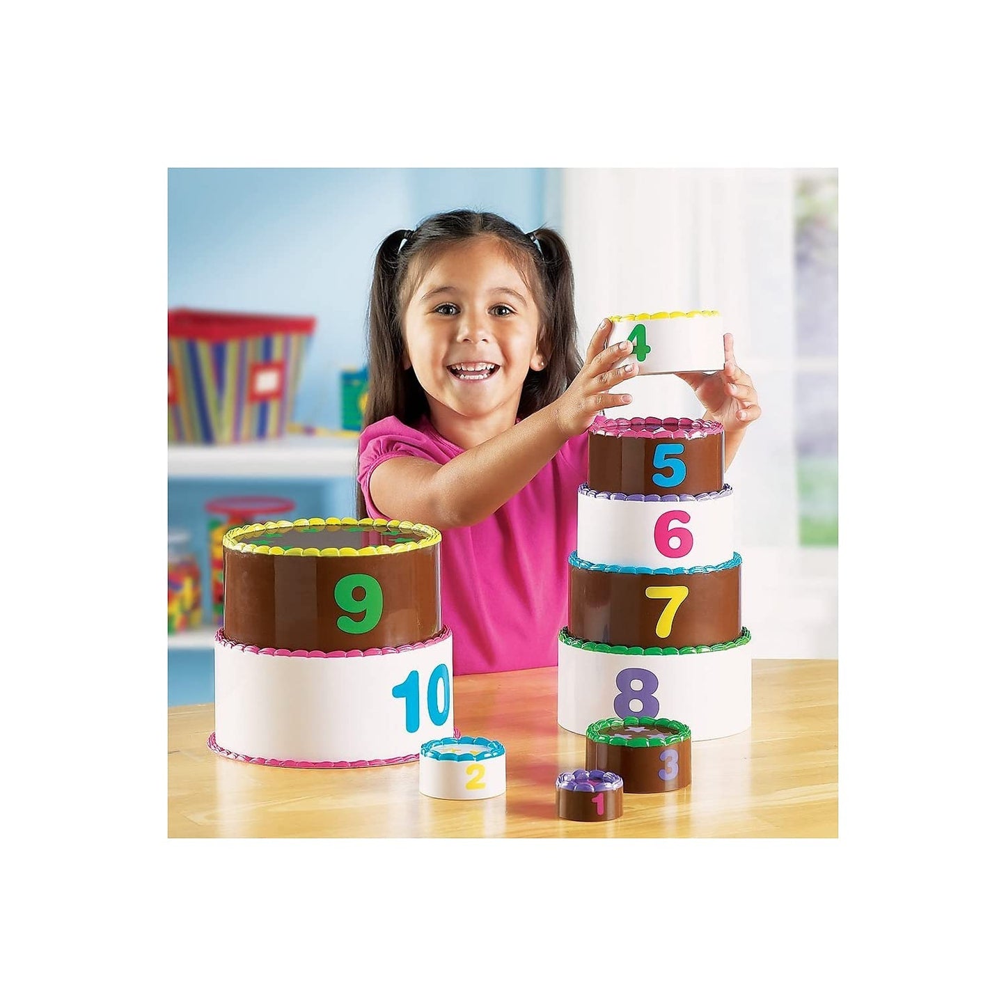 Learning Resources Stack and Count Layer Cake - 10 Pieces, Ages 18+ Months Toddler Learning Toys, Early Stacking and Counting Sk