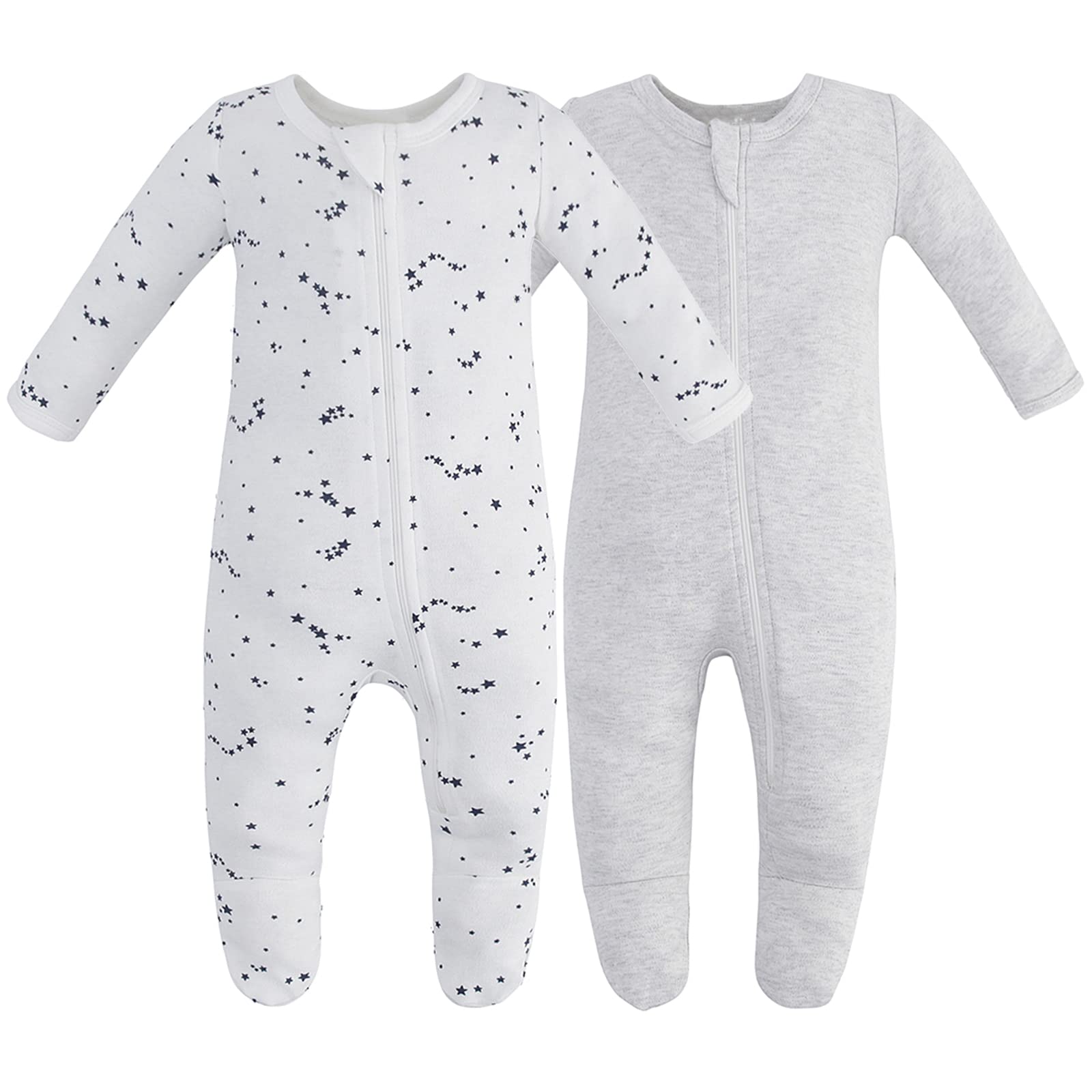 Owlivia Organic Cotton Baby Pajamas, Boys Girls 2 Pack Zip Front Sleep N Play, F WBBAPB07KPXWG2R